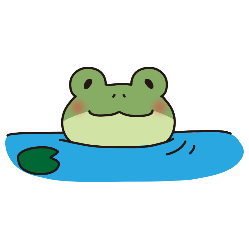 水の中から顔を出している蛙