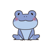 座っている蛙（青）