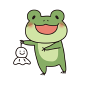 てるてる坊主を持っている蛙1