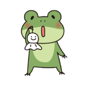 てるてる坊主を持っている蛙2