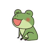 横を向いて歌っている蛙