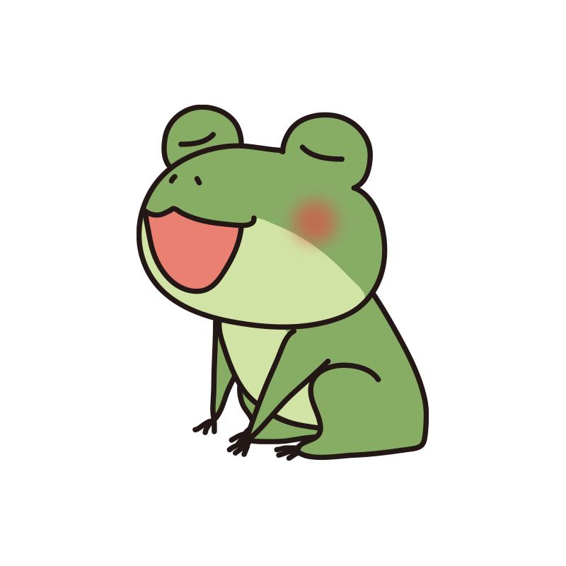 横を向いて歌っている蛙