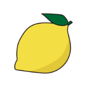 葉っぱの付いたレモン（線あり）