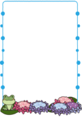 紫陽花と蛙の枠（縦）