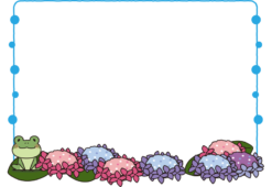 紫陽花と蛙の枠（横）