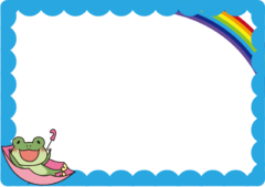 傘と蛙と虹の枠（横）