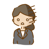 白目をむいて呆然としているゆるくて可愛いスーツの女性