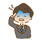 頭を抱えるゆるくて可愛いスーツの男性