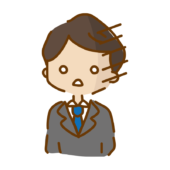 白目をむいて呆然としているゆるくて可愛いスーツの男性