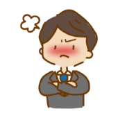 ぷんぷん怒っているゆるくて可愛いスーツの男性