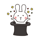 帽子から飛び出す白いうさぎ