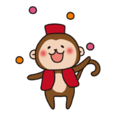 サーカスでジャグリングをする猿