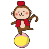 サーカスでボールに乗る猿