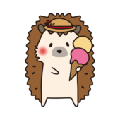 アイスクリームを持っているハリネズミ