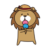 アイスクリームを持っているライオン