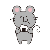 おにぎりを食べるネズミ1