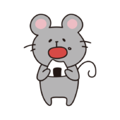 おにぎりを食べるネズミ3