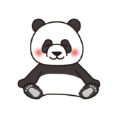 座ってくつろいでいるパンダ