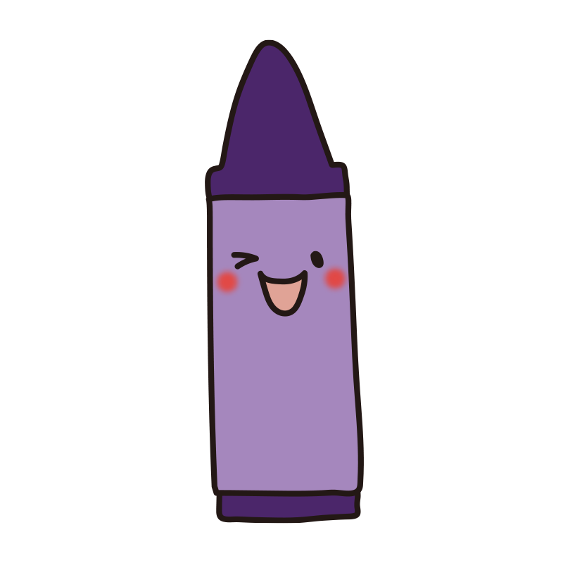 表情のある紫のクレヨン