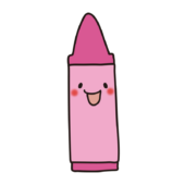 表情のあるピンクのクレヨン