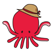 麦わら帽子をかぶっているタコ