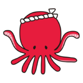 ねじり鉢巻きを巻いたタコ