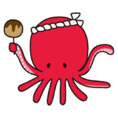 たこ焼きを持っているタコ