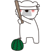 スイカ割りをする白クマ