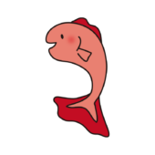 ジャンプする赤い魚