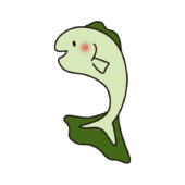 ジャンプする緑の魚