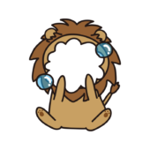 泡で顔が隠れているライオン