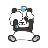 泡で顔が隠れているパンダ