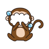 泡で顔が隠れている猿