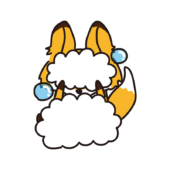 全身泡だらけのキツネ