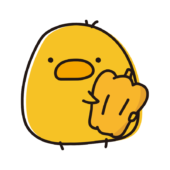 黄色いパプリカを持っているまんまるひよこ