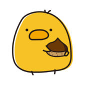 栗を持っているまんまるひよこ