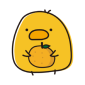 みかんを持っているまんまるひよこ