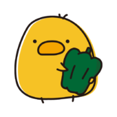 ピーマンを持っているまんまるひよこ