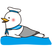 泳いでいるカモメの水兵さん（青）3