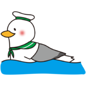 泳いでいるカモメの水兵さん（緑）1