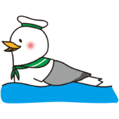 泳いでいるカモメの水兵さん（緑）3