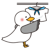 シャツを乾かすカモメの水兵さん（青）