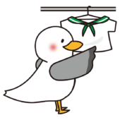 シャツを乾かすカモメの水兵さん（緑）