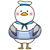 浮き輪をしているカモメの水兵さん（青）