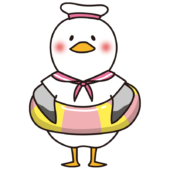 浮き輪をしているカモメの水兵さん（ピンク）