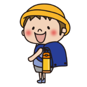 水筒をランドセルに付ける子供（男の子）