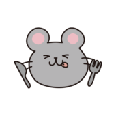 フォークとナイフを持っているネズミ