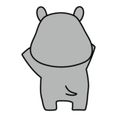 後ろを向いているカバ