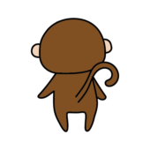 後ろを向いている猿