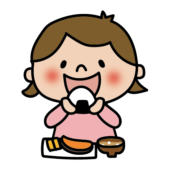 和食の朝ごはんを食べる子供（女の子1）